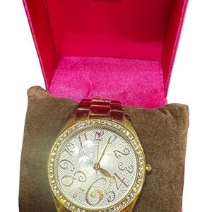 Betsey Johnson Gold Watch with Crystal Details New in Box Vintage Y2K